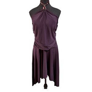 Dress-Georgiou Studio Elegant Plumb Purple Halter Dress